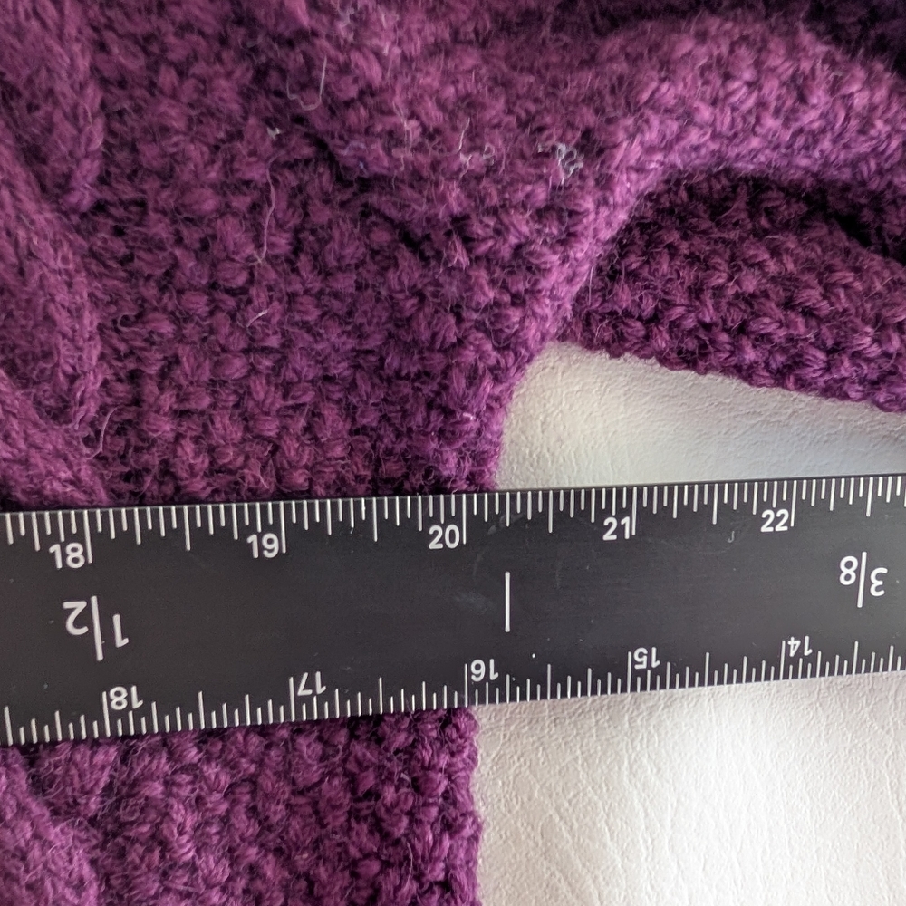 Shades Of Aran Ireland Purple Wool Fisherman Cable Knit Zipper Cardigan Sweater - Picture 10 of 13
